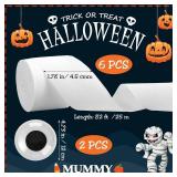Motiskyy 6 Pcs Halloween Mummy Decor Mummy Wrap Cloth with Large Googly Eyes Front Door Porch Decorations Crepe Paper Indoor Kit for DIY Door Cover Party Outdoor Supplies