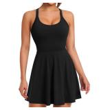 Women Tennis Golf Dress with Built-in Shorts and Bra-Workout Athletic Activewear for Exercise. Small.