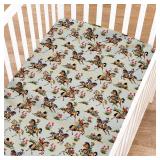 Vintage Cowboy Horse Rider Baby Crib Sheets for Boy Girl 52"x28" Retro Western Cowboy Fitted Crib Mattress Cover Dessert Wild West Soft Baby Bed Sheets for Standard Crib and Toddler Mattress Pads
