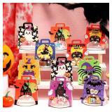 Supervitae 48 Pack Halloween Candy Holder Cards with Plastic Shaker Domes DIY Crafts Trick or Treat Gifts for Halloween Goodie Bags Stuffers School Classroom Prizes Gifts Party Favor(Witch)