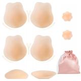 Sticky Bras Push Up Invisible Adhesive Bra, Reusable Silicone Backless Strapless Bra with Nipple Covers