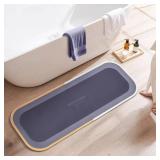 Bath Mat Rug Non Slip Quick Dry Absorbent Bathroom Rugs Thin Design Fits Under Door Ideal for Bathtub Sink Shower Room Floor Mats Comfortable Durable Rubber Backing