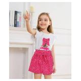 Toddler Girl Clothes 2 Piece Girls Outfits Set Print Bow Top and Belted Ditsy Floral Shorts for Spring Summer. Picture is for reference only.This item is green. SIZE 7-8Y