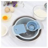 4-in-1 Baking Tools Set, Flour Sifter | Egg Separator | Mixing Bowl | Dough Scraper, Plastic Baking Tools for Making Pastry Biscuit, Easy-to-Clean & Space-Saving Baking Tools for Home Bakers