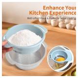 4-in-1 Baking Tools Set, Flour Sifter | Egg Separator | Mixing Bowl | Dough Scraper, Plastic Baking Tools for Making Pastry Biscuit, Easy-to-Clean & Space-Saving Baking Tools for Home Bakers