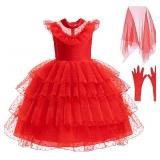 Girls Halloween Costumes Ghost Red Bride Dress Up Cosplay Costume Pageant Dress Party Cosplay Size 160