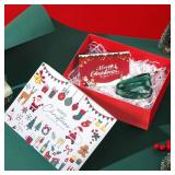 Lainlight Christmas Gift Boxes with Lids 11.3x8.2x4.1In Christmas Eve Boxes for Gifts with Card,Ribbon and Crinkle Paper (A-White)