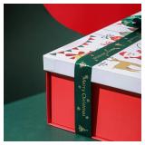 Lainlight Christmas Gift Boxes with Lids 11.3x8.2x4.1In Christmas Eve Boxes for Gifts with Card,Ribbon and Crinkle Paper (A-White)