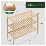 Z&L HOUSE 3-Tier Shoe Rack for Closet, Stackable Shoes Rack Organizer Free Standing Shoe Shelf for Entryway and Closet Hallway, Multifunctional Bamboo Rack in Different Combinations (3-Tier)