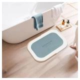 Bath Mat Rug Non Slip Quick Dry Absorbent Bathroom Rugs Thin Design Fits Under Door Ideal for Bathtub Sink Shower Room Floor Mats Comfortable Durable Rubber Backing (Green Ellipse, 47" 17")