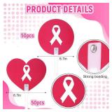 100 Pcs Breast Cancer Awareness Hand Fans Accessories Gifts Set Pink Ribbon Plastic Handheld Fans Bulk with Handle for Women Breast Cancer Charity Event Survivor Campaign Party Supplies