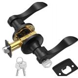 TICONN Traditional Wave Style Reversible Door Lever, Door Handle for Interior Doors and Closet (Matte Black, Keyed Entry - Keyed Alike, 1-Pack)