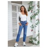 OFLUCK Straight Leg Mom Jeans for Women High Waisted Trendy Ankle Jeans Boyfriend Denim Tapered Leg Pants. Size 4