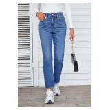 OFLUCK Straight Leg Mom Jeans for Women High Waisted Trendy Ankle Jeans Boyfriend Denim Tapered Leg Pants. Size 4