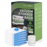 Vacuum Storage Bags (6 Jumbo Pack) Space Saver Bags with 1 Electric Air Pump Vacuum Seal Bags Compression Bags for Clothes Blanket Duvets Pillows Comforters Travel Moving