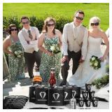 54 Pcs Groomsmen Gifts,Groomsmen Proposal Gifts Set of 6, 6 Gift Boxes 6 Sunglasses 6 Beard Styling Comb 6 Bottle Opener 6 Flask 6 Funnel 6 Wine Cup 6 Tie Clips 6 Gift Bags (6)