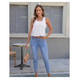 Arolina Summer Tank Tops for Women Loose Fit Cute Square Neck Sleeveless Tops Curved Hem Flowy. Large. Picture is for reference, only shirt.One is white one is pink