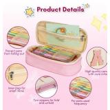 Pencil Case,Personalized Pencil Pouch Cute Aesthetic College School Supplies,Large Storage High Capacity Pen Bag Holder Box Organizer Special Cases Gifts for Girls Teens - Beige+Pink,K. Picture is for