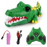 2.4G Remote Control Crocodile for Kids,RC Big Eyes Crocodile Toy Interactive Dancing Programming Electronic Chomping Action  Programmable with Sound for Boys and Girls Age 6, 7, 8, 9, 10 Gifts