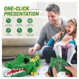2.4G Remote Control Crocodile for Kids,RC Big Eyes Crocodile Toy Interactive Dancing Programming Electronic Chomping Action  Programmable with Sound for Boys and Girls Age 6, 7, 8, 9, 10 Gifts