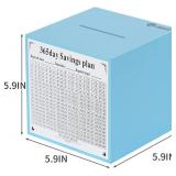 Wooden Piggy Bank for Adults/Children, 365-day Money Saving Bank. Unbreakable Money Saving Box. Must be Broken to Open (Blue (Color), 5.9inches)