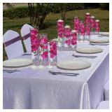 Floating Flower for Table Centerpiece Artificial Light Purple Orchid Plastic Vase Set with Floating Candles Water Gel Beads Fake Ice Cubes for Wedding Party Home Bar Restaurant Festival Decoration