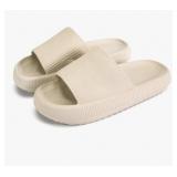 Pillow Slippers for Womens House Slides Sandals Cushioned Thick Sole Cloud Slippers Easy to Clean Quick Dry Shower Shoes Vanilla,11