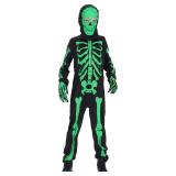 Kids Boys Halloween Skeleton Costume Glowing in The Dark with Mask Gloves Fancy Dress Outfit Green 7-8Y