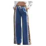 Womens High Waisted Jeans Cheetah Print Pants Wide Leg Jeans Leopard Pants Straight Leg Women Baggy Jeans Y2k