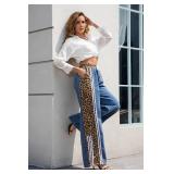 Womens High Waisted Jeans Cheetah Print Pants Wide Leg Jeans Leopard Pants Straight Leg Women Baggy Jeans Y2k