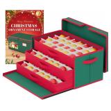 FUHSY Christmas Ornament Storage Holiday Ornament Organizer Storage Box Christmas Storage Containers with 3 Removable Drawer Trays Adjustable Dividers for 72 Ornaments Holiday Decorations