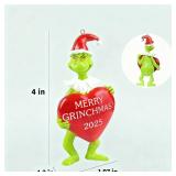 2025 Christmas Hanging Ornaments, Cute 3D Resin Christmas Tree Decorations for Outdoor Indoor Accessories, Festive Gift for Kids Friends Neighbors (Green)