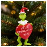 2025 Christmas Hanging Ornaments, Cute 3D Resin Christmas Tree Decorations for Outdoor Indoor Accessories, Festive Gift for Kids Friends Neighbors (Green)