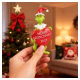 2025 Christmas Hanging Ornaments, Cute 3D Resin Christmas Tree Decorations for Outdoor Indoor Accessories, Festive Gift for Kids Friends Neighbors (Green)