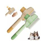 Pet Hair Removal Comb Flea Comb New with Release Button for Cat Dog, New Pet Grooming Brush, De-Shedding Dog Hair Comb, Cat Supplies, Pet Grooming Brush Supplies (Yellow+Green
