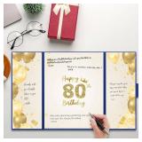 TTNOOK 80th Birthday Decorations: Unframed Watercolor Poster Guest Book, Navy Blue & Gold, 18.11" x 12" Landscape, Matte Finish, Indoor Use, Perfect for 80th Birthday Parties & Anniversary Decorations