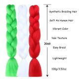 3pcs Jumbo Braiding Hair Extensions 24inch Colored Hair Extensions for Braiding Multicolor Yaki Braids High Temperature Colorful Synthetic Crochet Hair for Christmas