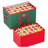 Christmas Ornament Storage Box with Dividers Fits 96 Holiday Decorations Storage Box Green Christmas Ball Storage Container Bins Large Christmas Ornament Storage Container with 4 Trays