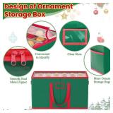 Christmas Ornament Storage Box with Dividers Fits 96 Holiday Decorations Storage Box Green Christmas Ball Storage Container Bins Large Christmas Ornament Storage Container with 4 Trays