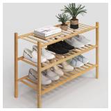 Z&L HOUSE 3-Tier Shoe Rack for Closet, Stackable Shoes Rack Organizer Free Standing Shoe Shelf for Entryway and Closet Hallway, Multifunctional Bamboo Rack in Different Combinations (3-Tier)