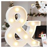 Elnsivo Light Up Letters, Cool White and Warm White Marquee Letters with Remote, Alphabet Letter Sign Battery Powered for Birthday Graduation Wedding Party Christmas Lamp Home Wall Decor, Letter &