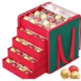 Clear Christmas Ornaments Storage Box with Divider Christmas Ornament Organizer Fit 100-3" Ornaments 600D Oxford Fabric Christmas Decorations Storage Containers with Dual Zippers and Handles