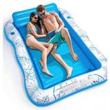 Inflatable Adult Pool Lounger Float - BAIAI Large Beach Sun Tanning Floaty Raft Sunbathing Water Lounge Floaties Tub with Drink Holder Blow Up River & Lake Suntan Floating Swimming Mattress Mat