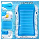 Inflatable Adult Pool Lounger Float - BAIAI Large Beach Sun Tanning Floaty Raft Sunbathing Water Lounge Floaties Tub with Drink Holder Blow Up River & Lake Suntan Floating Swimming Mattress Mat