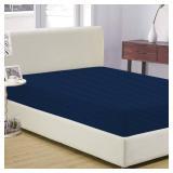 Fitted Sheet Only - 100% Egyptian Cotton 1000 Thread Count 1Pcs Fitted Sheet - Fits Mattress Upto 16" Inch Deep Pocket, Twin Size - Navy Blue