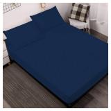 Fitted Sheet Only - 100% Egyptian Cotton 1000 Thread Count 1Pcs Fitted Sheet - Fits Mattress Upto 16" Inch Deep Pocket, Twin Size - Navy Blue