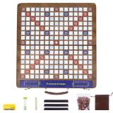 Wooden Folding Crossword Board Game   Word Game Set with 100 Letter Tiles, Sand Timer, Pencil, Racks & Bag   Portable Wooden Game for Adults & Family