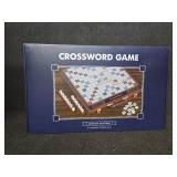 Wooden Folding Crossword Board Game   Word Game Set with 100 Letter Tiles, Sand Timer, Pencil, Racks & Bag   Portable Wooden Game for Adults & Family