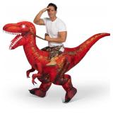 Spooktacular Creations Adult Inflatable Dinosaur Costume, Riding a Raptor, Printing T-rex Air Blow-ups with Light Eyes