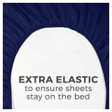 1000TC Fitted Sheet - Ultra Soft & Breathable - 100% Egyptian Cotton - 16" Inch Deep Pocket - Hotel Quality Bottom Sheet - 1 Fitted Sheet Only (Twin XL, Navy Blue)